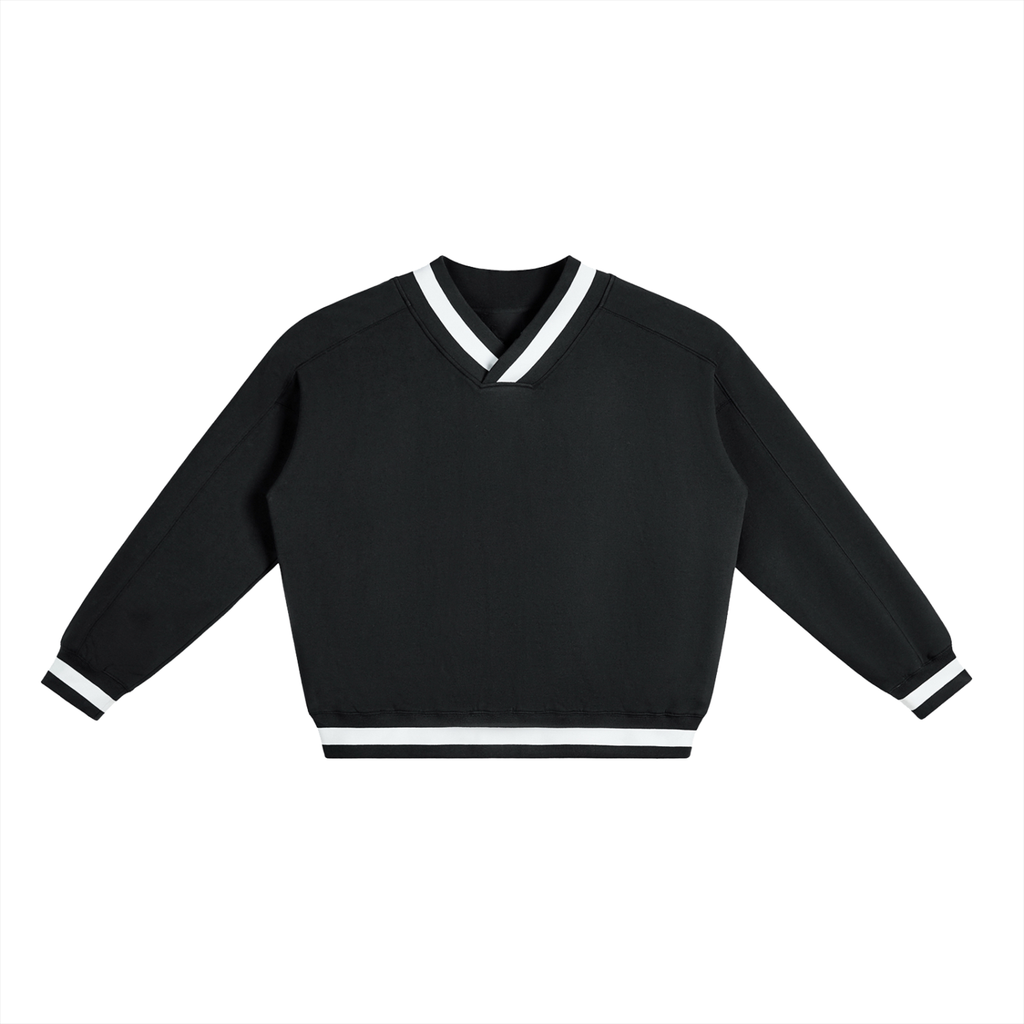 unicorn V-Neck Contrast Collar Boxy Sweatshirt
