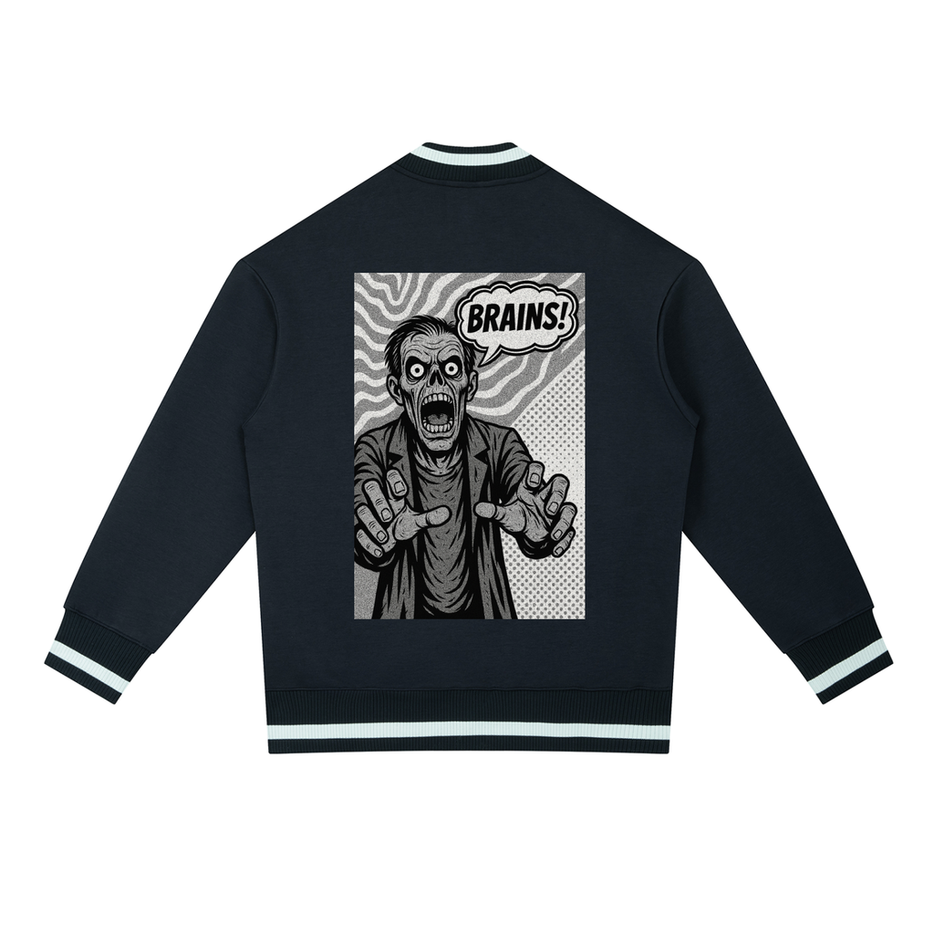 Zombie Contrast Piping Zip Bomber Jacket