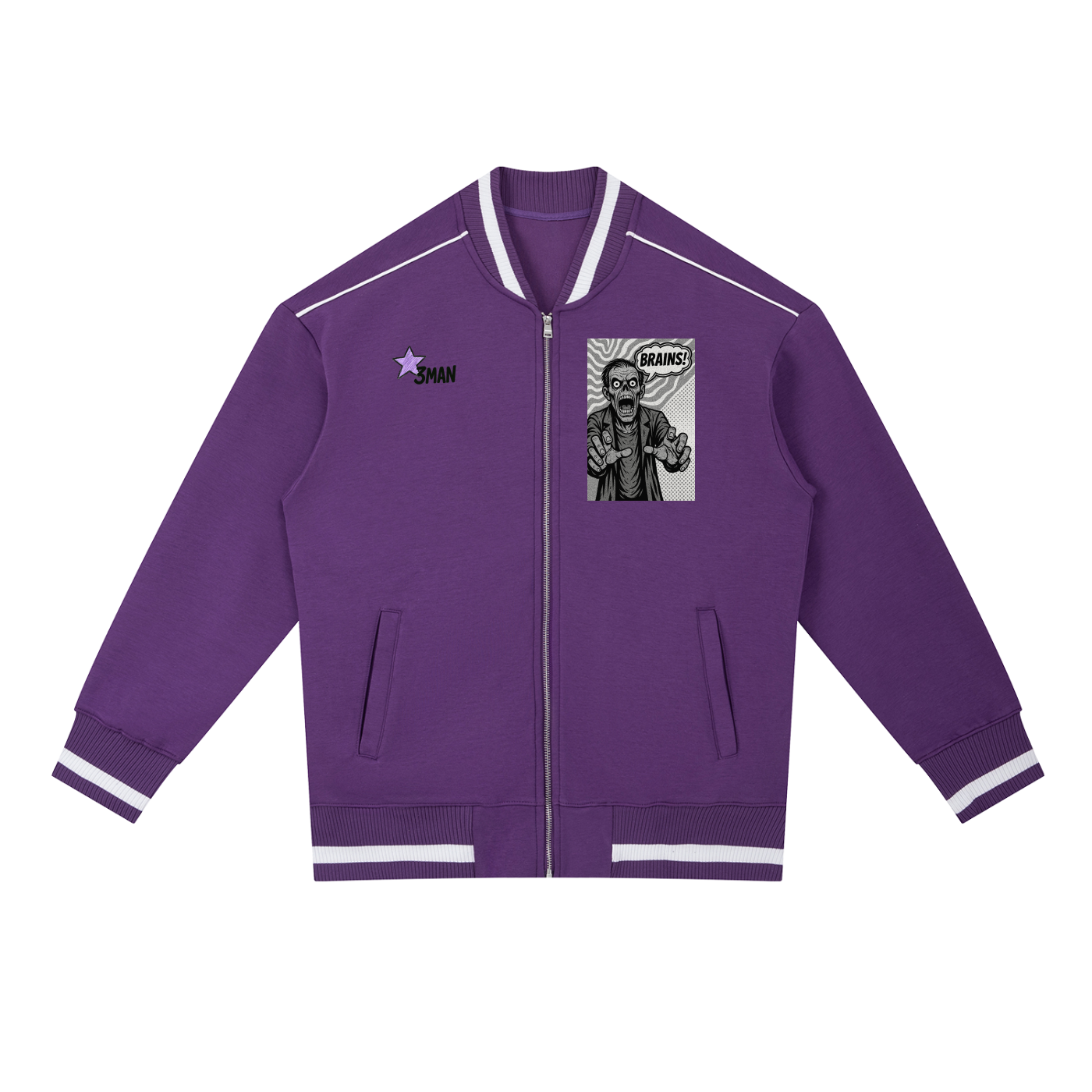 Zombie Contrast Piping Zip Bomber Jacket
