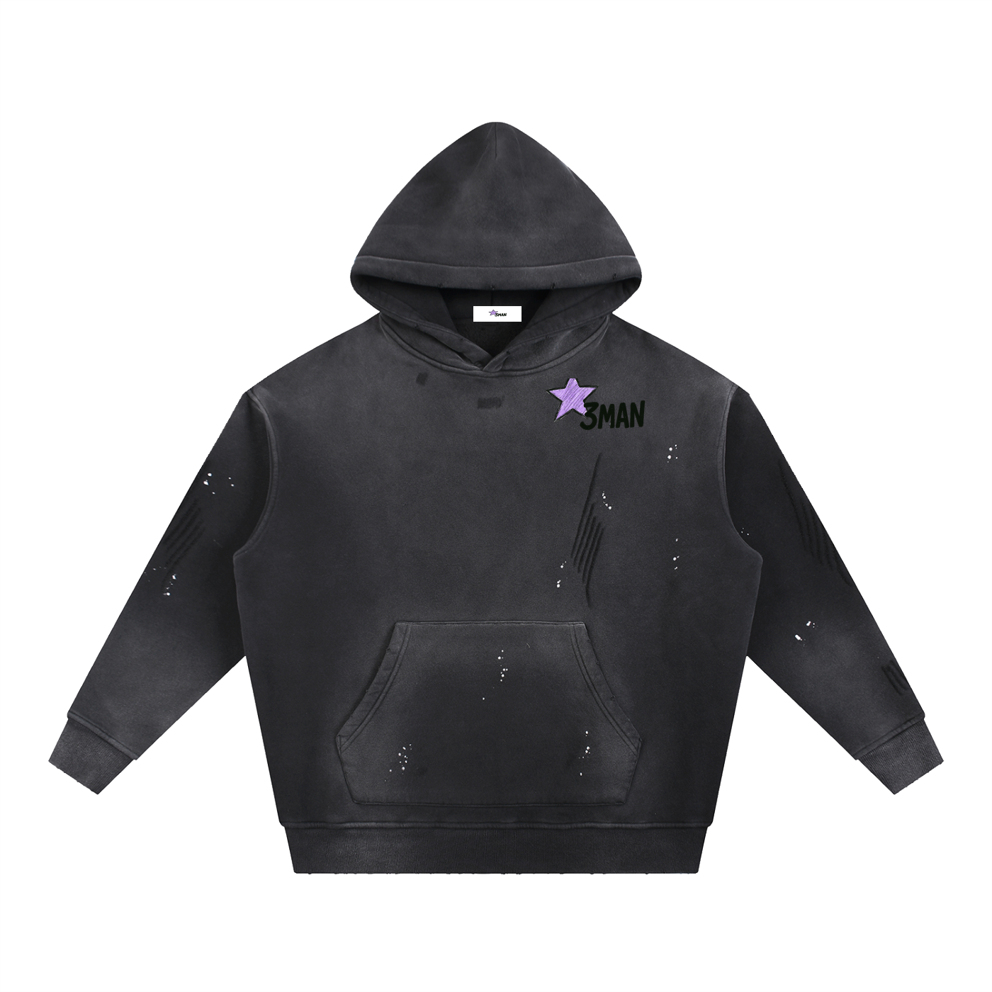 Elephant Vintage Washed Frayed Fleece Hoodie