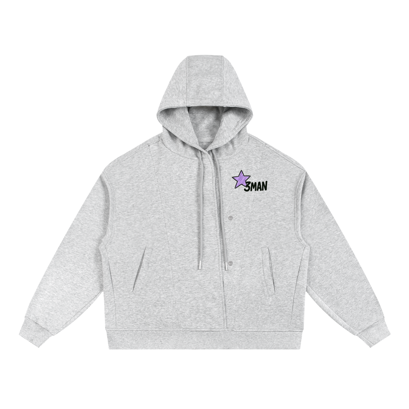 Skull Drawing Boxy Button Placket Hoodie