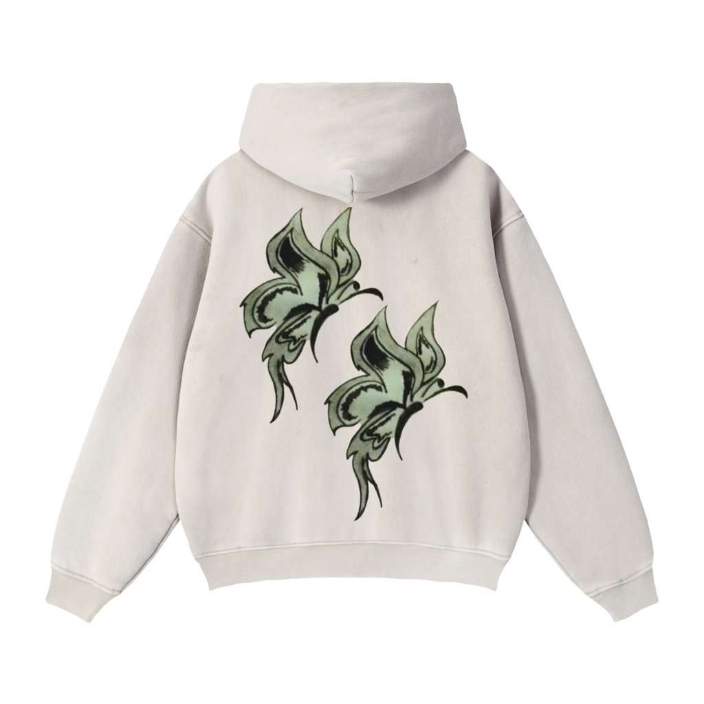 Butterfly Zip-Through Boxy Fleece Hoodie