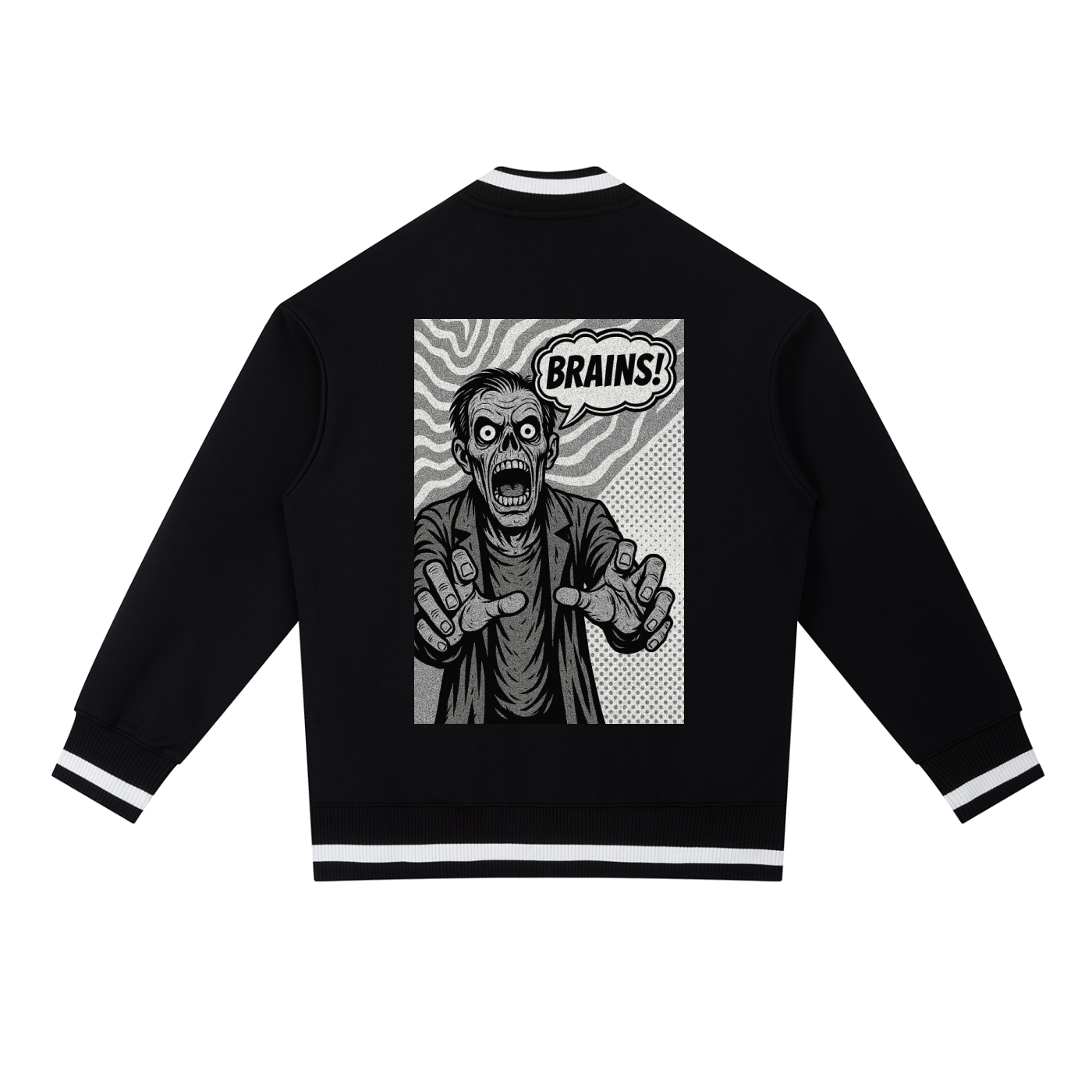 Zombie Contrast Piping Zip Bomber Jacket