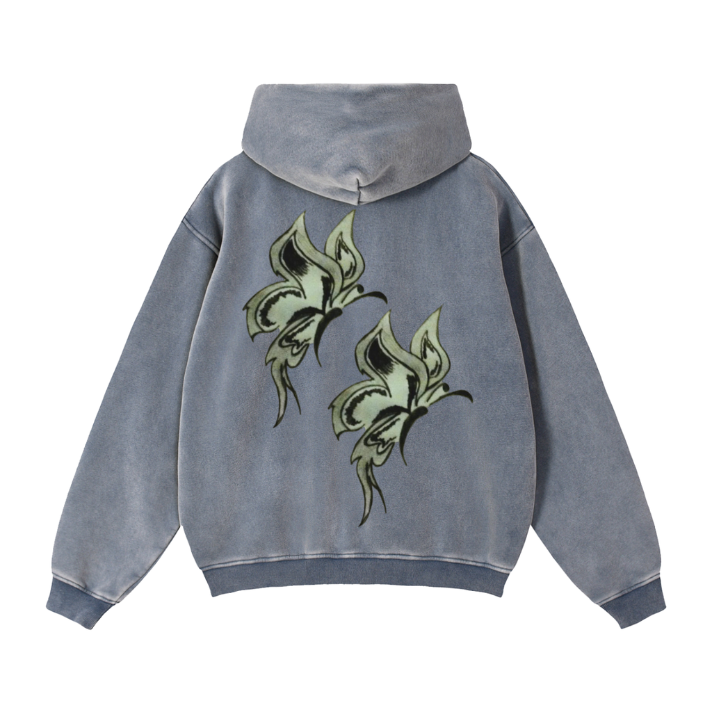 Butterfly Zip-Through Boxy Fleece Hoodie
