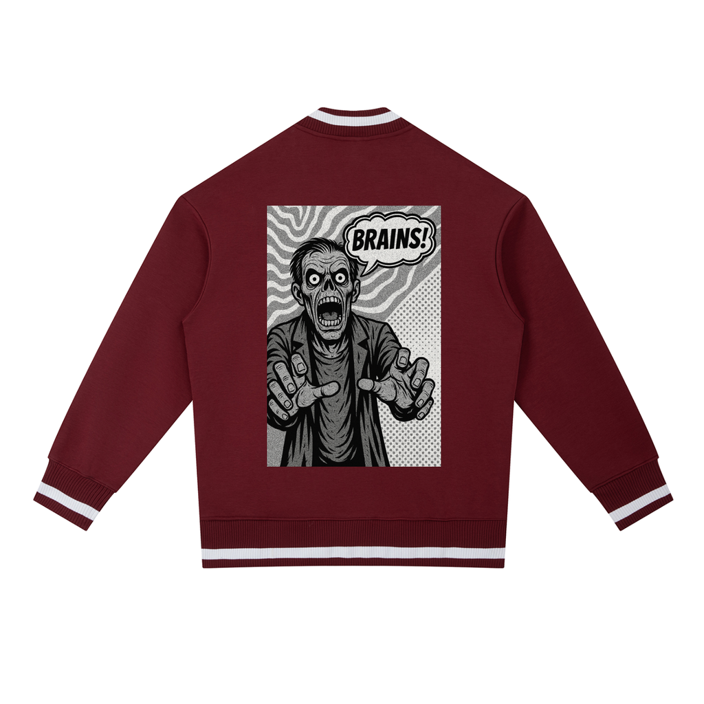 Zombie Contrast Piping Zip Bomber Jacket