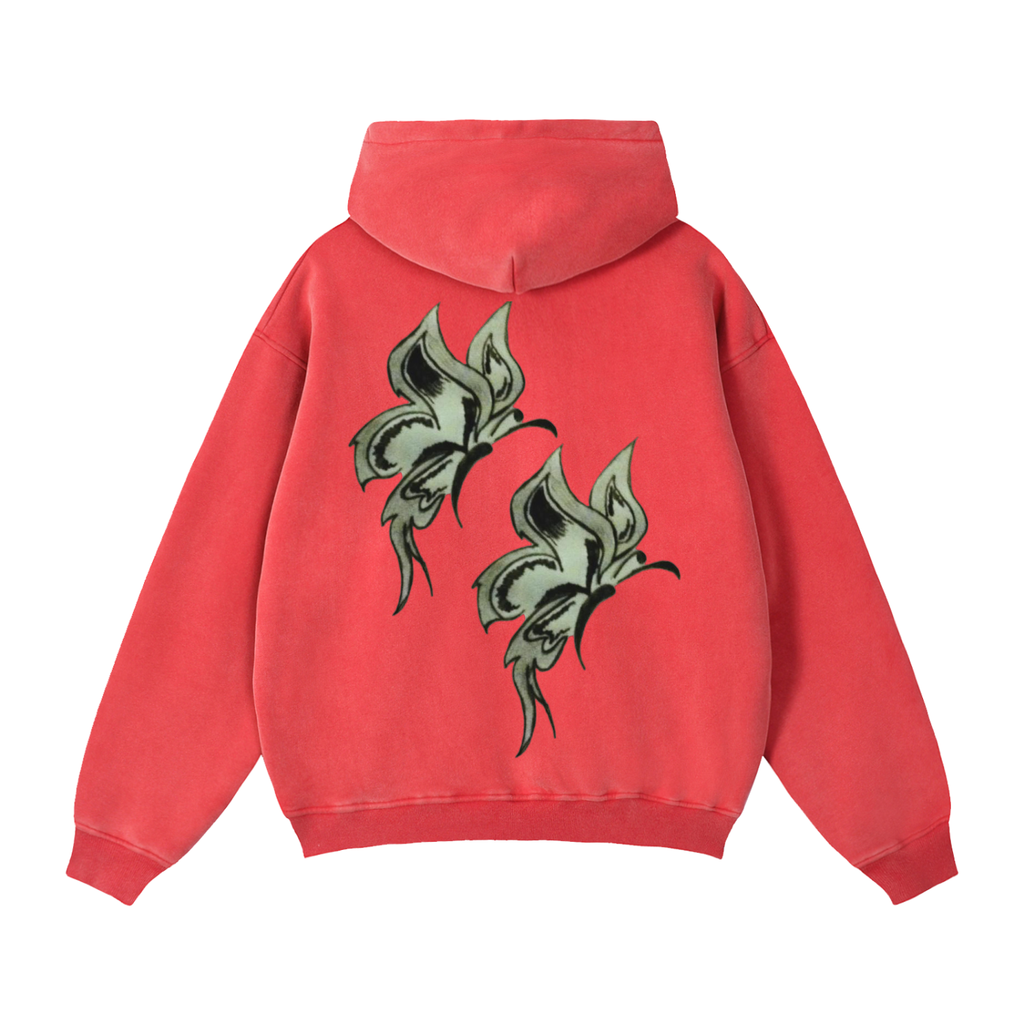 Butterfly Zip-Through Boxy Fleece Hoodie