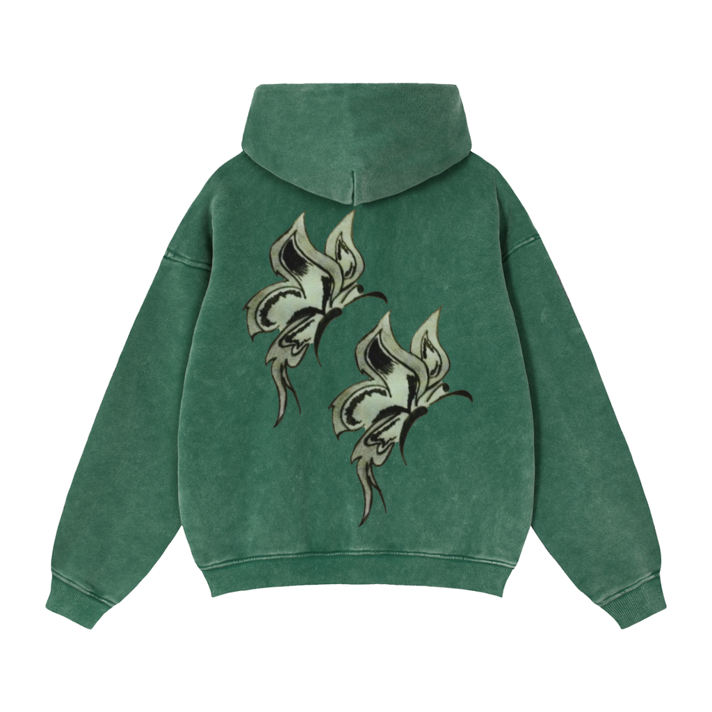 Butterfly Zip-Through Boxy Fleece Hoodie