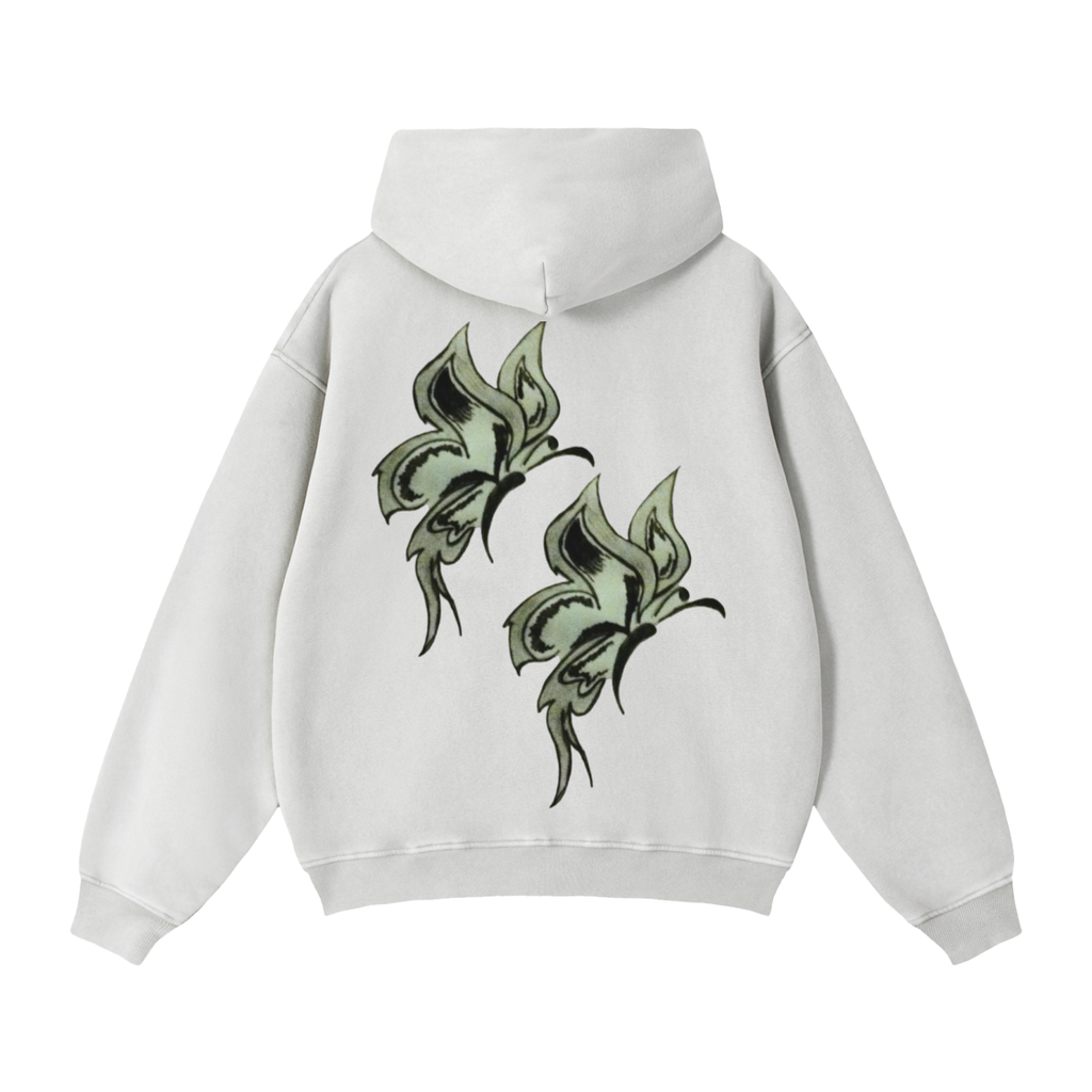 Butterfly Zip-Through Boxy Fleece Hoodie