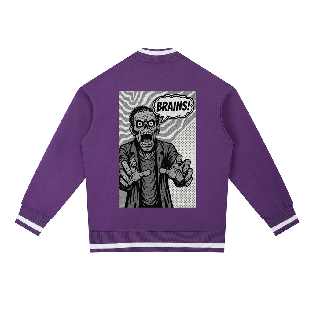 Zombie Contrast Piping Zip Bomber Jacket