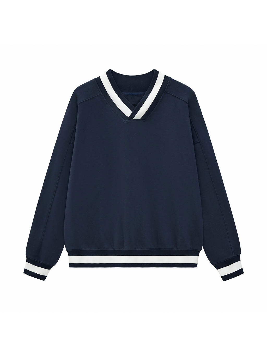 unicorn V-Neck Contrast Collar Boxy Sweatshirt