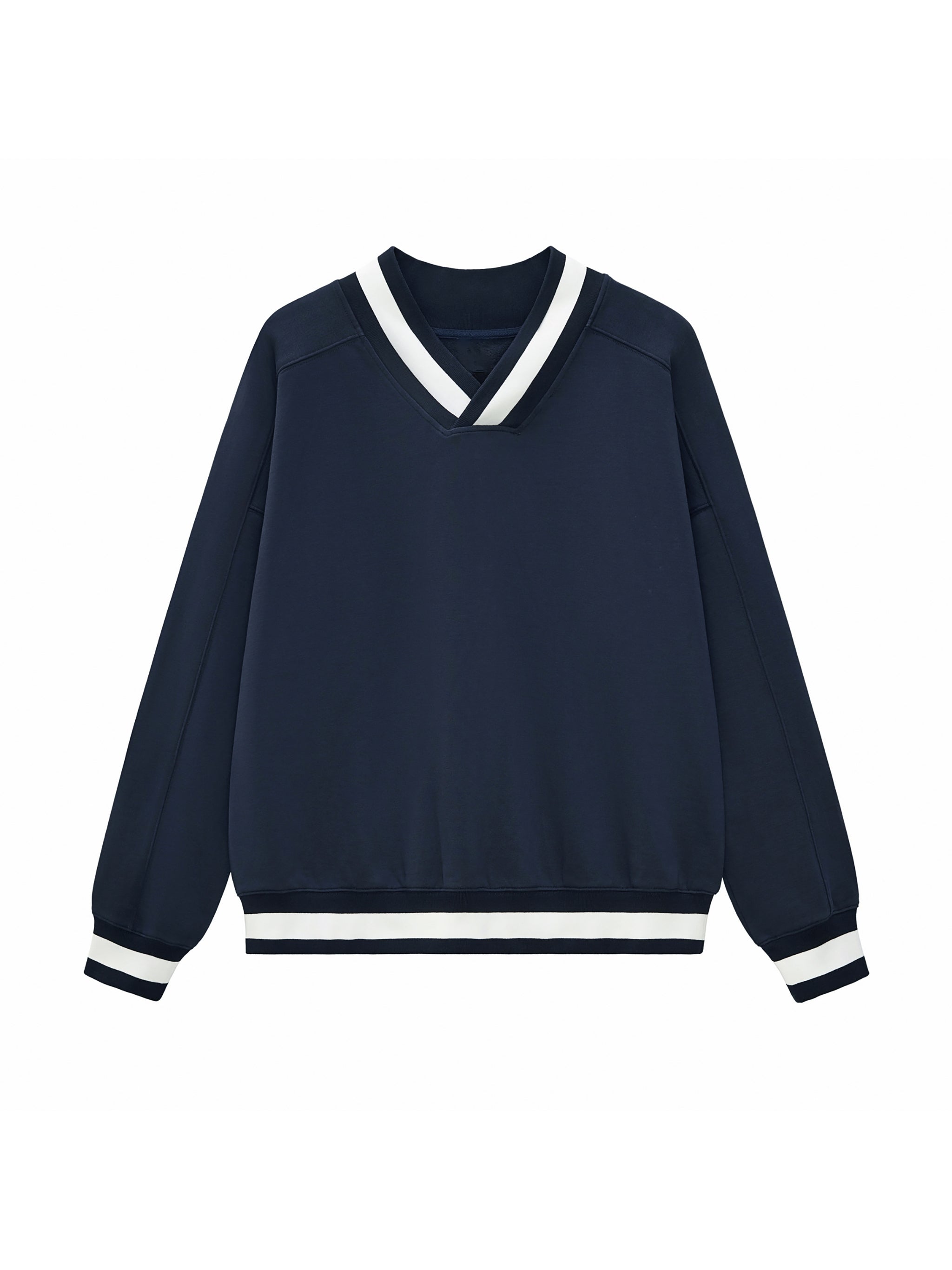 unicorn V-Neck Contrast Collar Boxy Sweatshirt
