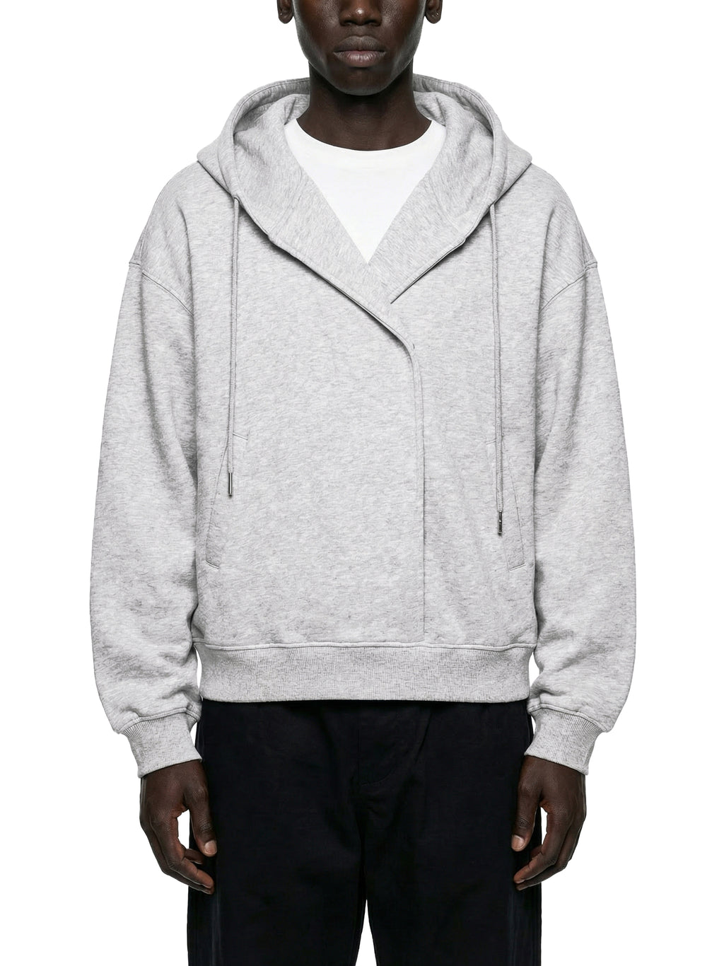 Skull Drawing Boxy Button Placket Hoodie