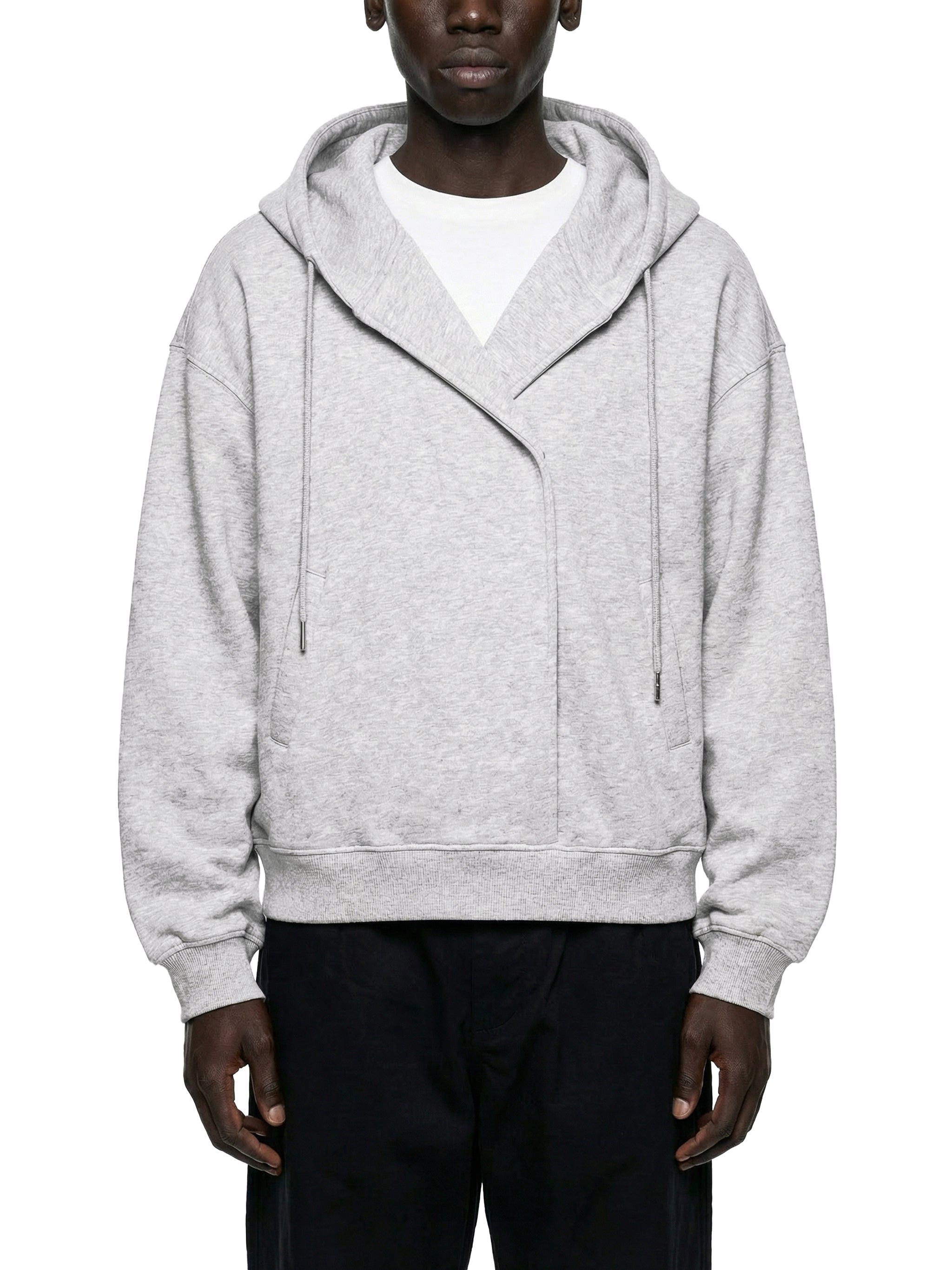 Skull Drawing Boxy Button Placket Hoodie